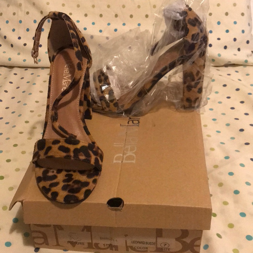 Leopard suede heels